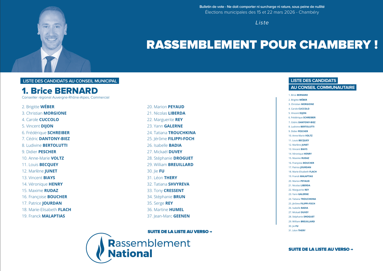 Bulletin de vote, recto